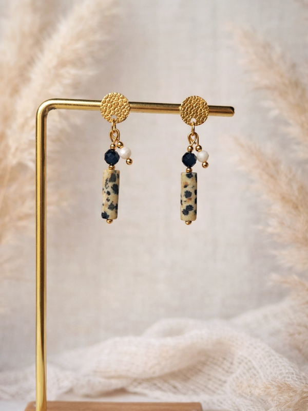 Kolczyki z jaspisem dalmatyńskim