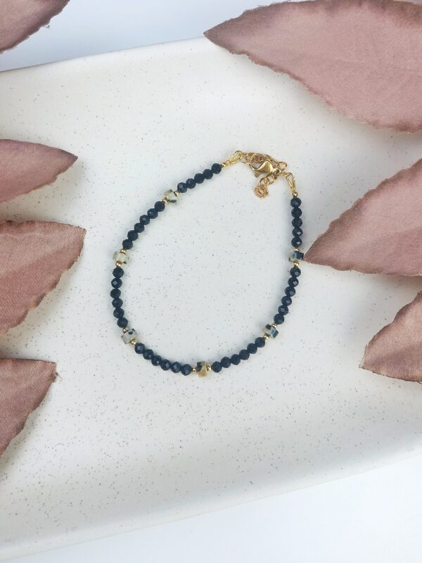 Bransoletka z czarnego turmalinu i jaspisu dalamtyńskiego