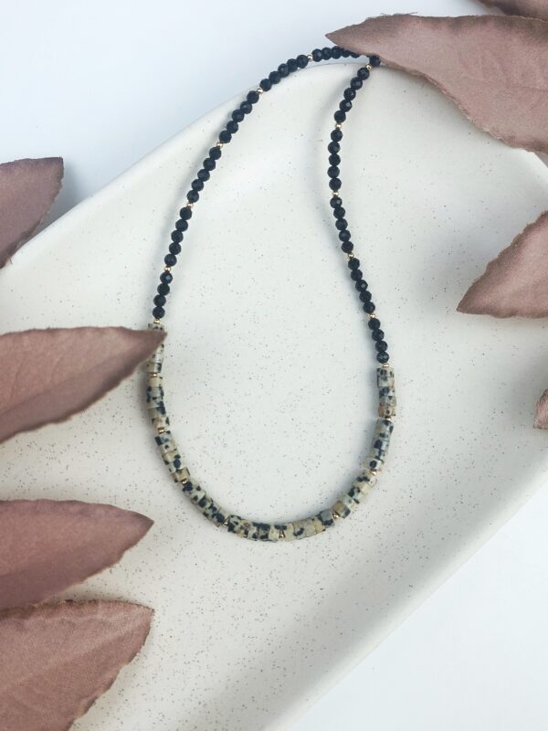 Naszyjnik z turmalinem i jaspisem dalmatyńskim