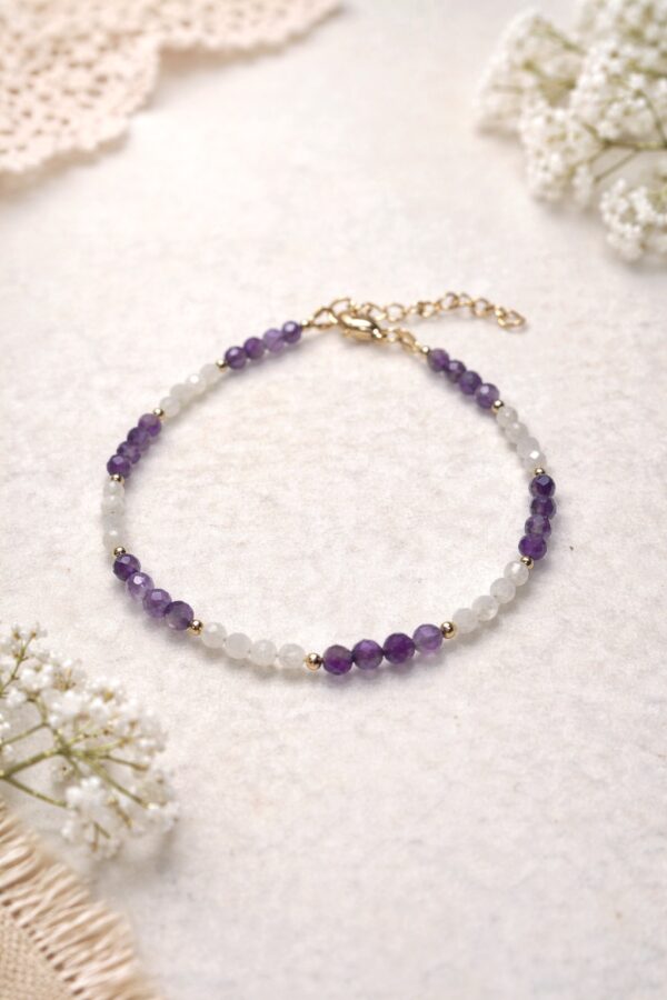 Bransoletka z ametystu i kamienia księżycowego