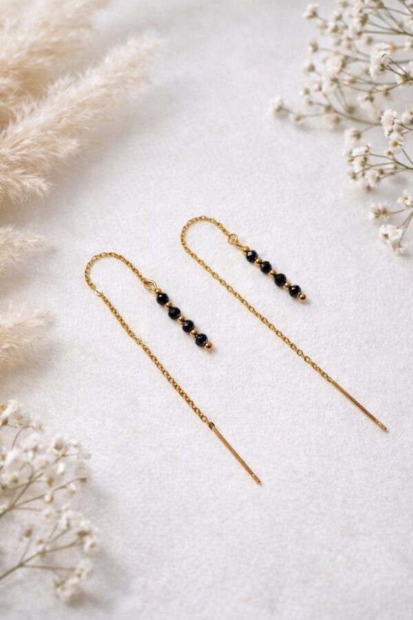 Kolczyki łańcuszkowe z czarnym turmalinem