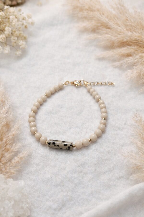 Bransoletka z kamienia rzecznego i jaspisu dalmatyńskiego