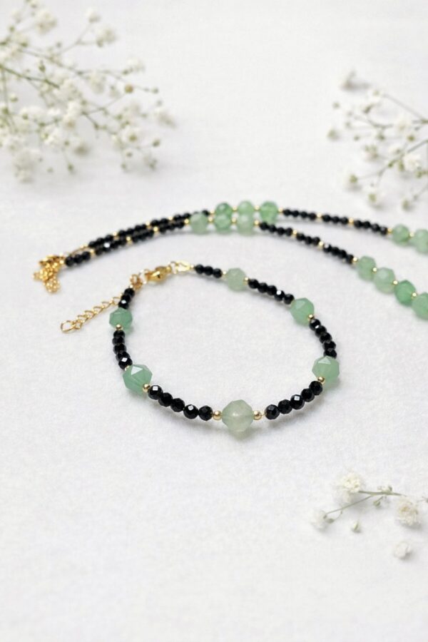 Bransoletka z czarnego turmalinu i awenturynu