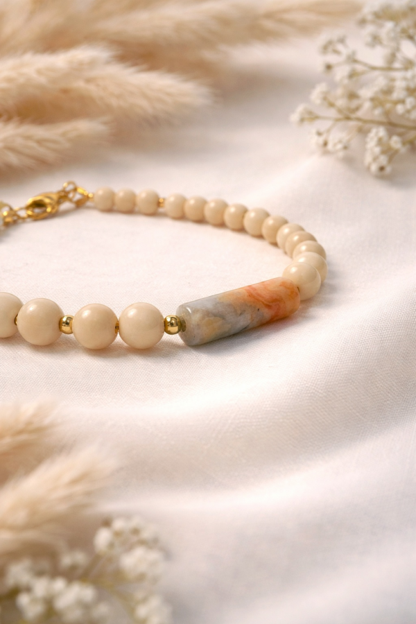 Bransoletka z kamienia rzecznego i jaspisu